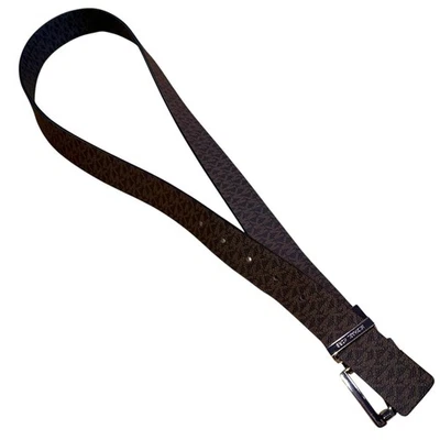 Cinto de couro Michael Kors feminino torção reversível logotipo 30mm MK prata média - Imagem 1 de 4