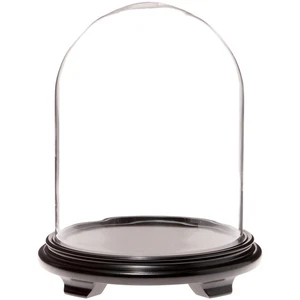 Plymor 11.75" x 15" Glass Display Dome Cloche (Black Wood Veneer Footed Base) - Picture 1 of 1