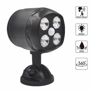 4 LED Batterie Strahler mit Bewegungsmelder Wasserdicht Spot Wandleuchte Außen - Bild 1 von 11
