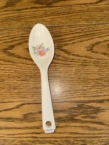Vintage ~ Porcelain Floral Serving Spoon Floral Utensil 9.5" x 2.25" - Picture 1 of 4