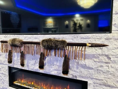 手工制作美洲原住民印第安切诺基浣熊矛注册成员 60 英寸 — 第 1/4 张图片