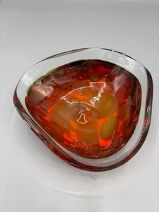 Vintage Murano Orange & Gold Trinket Dish - Picture 1 of 3