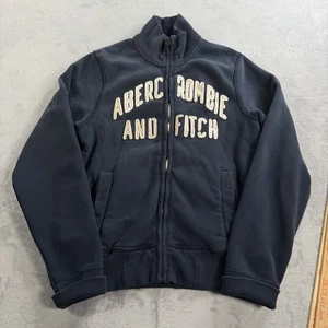 Y2K Abercrombie Fitch Full Zip Up Distressed Spell Out Logo Jacke Herren L blau - Bild 1 von 11