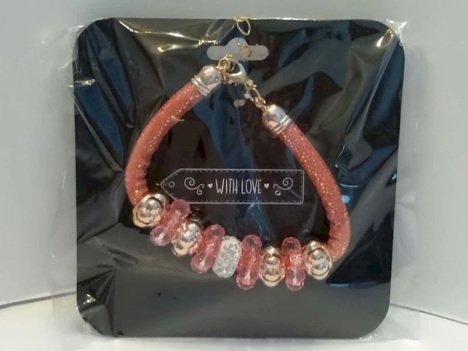 Armband Modeschmuck Damen mit Glas Metall & Kunststoff-Elementen Rosa - Bild 1 von 1