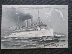 RAR  seltene AK  alter Zeit ca 1915 ! Schiff DEUTSCHLAND Eisenbahn Dampffähre - Bild 1 von 1