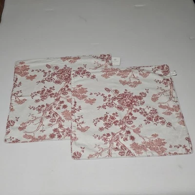 NWT Two POTTERY BARN Giselle Toile Pillow Covers Red/Off White 20"x20" - Image 1 of 4