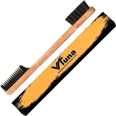 2-in-1 Beard Comb & Brush Handcrafted from Solid Wood Horn Cow Tail Hair - Image 1 of 4