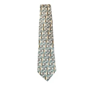 Stafford Executive Mens Tie Green Brown Geometric Wide Classic Silk USA NeckTie - Picture 1 of 7