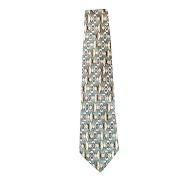 Stafford Executive Mens Tie Green Brown Geometric Wide Classic Silk USA NeckTie - Image 1 of 4