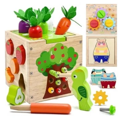 Jouet de Motricité en Bois - Cube d'activité 5 en 1 - Éducatif - Mixte - Imagen 1 de 3