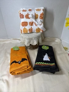 Todas las toallas nuevas de 4 dedos Ghost&Bats con 3Pumpkin&3 paños de cocina blancos. - Imagen 1 de 8