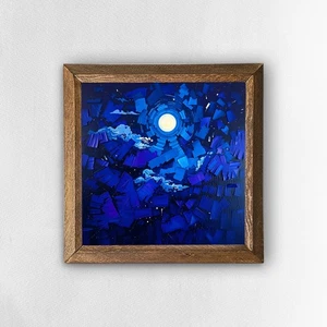 Twilight Natural Stone Wall Art Handmade Wooden Frame Home Decor - Picture 1 of 7