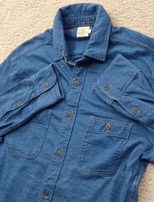 Camisa Faherty Para Hombre Tejida Lavada al Sol LS Abotonada Mediana Lavada Índigo Informal Azul Foto 1 de 4