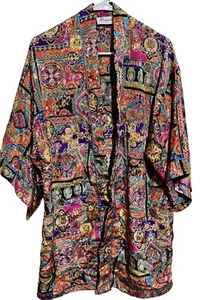 Maryann’s Boutique Morgenmantel Vintage bunt gold türkis orange rosa Kimono Freizeit - Bild 1 von 6