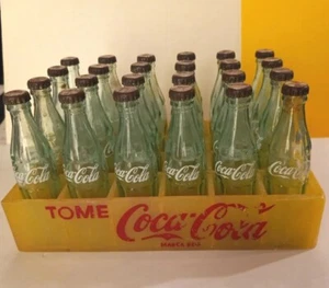 24 Vintage 3" Miniature Coca-Cola Soda  Glass Bottles in Plastic Tome Coke Crate - Picture 1 of 7