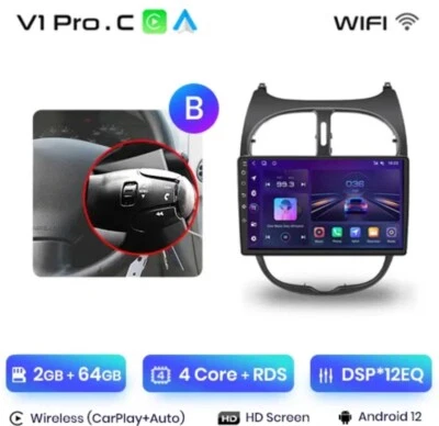 RADIO 2 DIN PARA PEUGEOT 206 BLUETOOTH USB ANDROID WI-FI NAVEGADOR GPS CARPLAY - Imagen 1 de 4