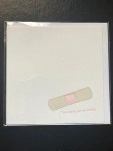I'm So Sorry You Are Hurting Bandaid 5x5 Letterpress Greeting Card by Elum - Picture 1 of 2
