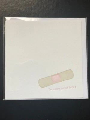 I'm So Sorry You Are Hurting Bandaid 5x5 Letterpress Greeting Card by Elum - Image 1 of 2