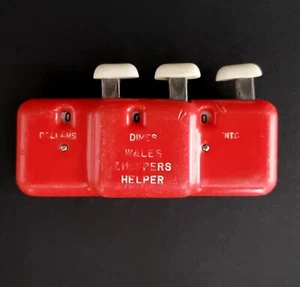 Vintage 70er Jahre WALES "Einkaufshelfer" 3-stelliger roter Geld-/Budgethandzähler - Bild 1 von 5
