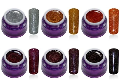 Glitter Farbgel Herbstfarben Set 6x5ml LED UV-Gel Nail Art Nagel Design Colorgel - Bild 1 von 4
