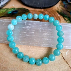 Amazonite Bracelet Crystal Healing Gift For Him Or Her Heart Chakra - Picture 1 of 9