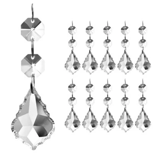 10/15/20 Pcs Teardrop Clear Crystal Chandelier Prisms Pendants Parts Glass Decor - Picture 1 of 14