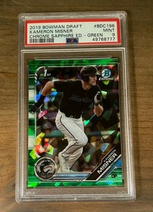 2019 BOWMAN DRAFT CHROME SAPPHIRE GREEN KAMERON MISNER /50  PSA 9 MIAMI MARLINS