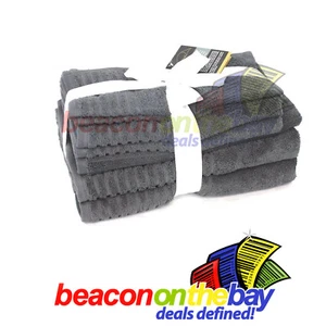7 Piece Grey 100% Pure Indian Cotton Large Bath Towel Set Gift Set Indus Sands - Picture 1 of 3