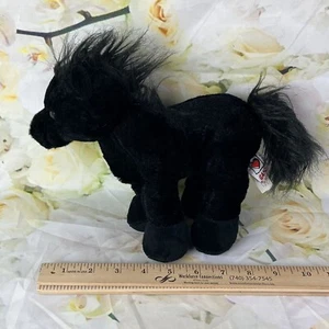 Ganz Webkinz Black Stallion (Friesian) Black Horse Plush HM145 No Code Retired - Picture 1 of 10