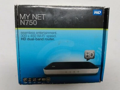 Western Digital My Net N750 450 Mbps 4-Port Gigabit Wireless N Router *NO CORDS" - Image 1 of 4