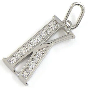 Colgante de joyería fina alfabeto inicial K motivo diamante PT900 platino - Imagen 1 de 6