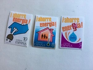 SPAIN 1979 MNH ENERGY CONSERVATION CAR OIL DROP HOUSE THERMOMETER HAND PLUG - Picture 1 of 1