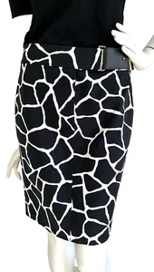 NEW Michael Kors MK Skirt Animal Print Gold Tone Faux Belt Black Size Small 4 - Picture 1 of 10