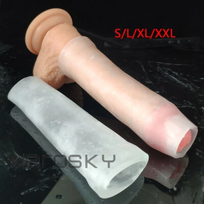 Male Penis Extender Stretcher Max Enhancer Vacuum Enlarger Silicone Sleeve S-XXL - Image 1 of 4