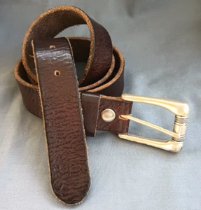 Mens 1-1/8" Wide Brown Textured Leather Belt Embellished Buckle Size 36 - Picture 1 of 16