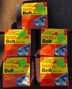 Lot of 5 - 3M Cloth Sanding Belts 3 x 18 - 40 50 & 80 Grit 9261 9262 9284 - Picture 1 of 1