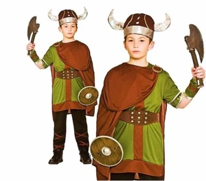 Boys VIKING WARRIOR  Norse Historical Saxon Kids Fancy Dress Book Week Ages 5-10 - Picture 1 of 4