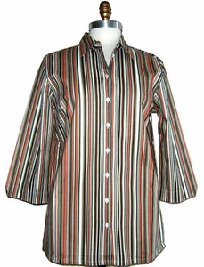 bonprix  Bluse  Hemdbluse Longbluse  Gr 36 38 S  42 44 L   khaki  gestreift  neu - Bild 1 von 2
