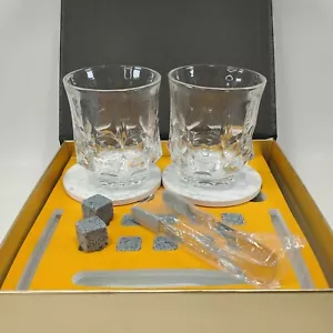 Kanars Whiskey Glass and Stone Set - 2 Glasses, 10 Whisky Rocks, 2 Coasters - Picture 1 of 10