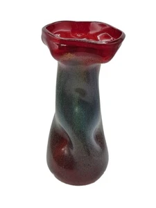 Dino Martens Painting in Motion Art Glass Red Background Textured Abstract Vase - Picture 1 of 19