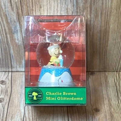 2014 Roman Inc Peanuts Charlie Brown Mini Glitterdome NIB - Image 1 of 4