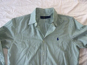 Ralph Lauren Men Size S Green/Blue Check Shirt Long Sleeve Button Up Blue Horse - Picture 1 of 3