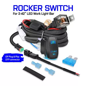 DT Connector Rocker Switch Wiring Harness Kit Heavy Duty LED ube Work Light Bar - Foto 1 di 11