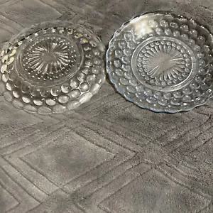 2 Depression Glass Blue Anchor Hocking Bubble Pattern 7” Plates from Estate - Picture 1 of 4