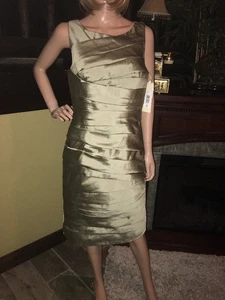 ML Monique Lhuillier Plissee Lagenlook Metallic Cocktailkleid Gr. 10 NEU $ 298 - Bild 1 von 9