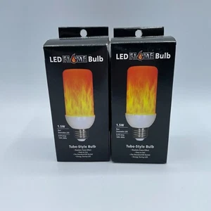 2 LED Flame Bulbs EZ Illuminations Squared Top Tube Style Bulb 1.5W Flaming Fire - Picture 1 of 3