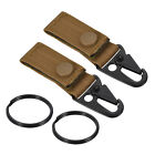 Belt Keeper Key Ring, Nylon Webbing Strap Hanging Gear Buckle, khaki 2pcs