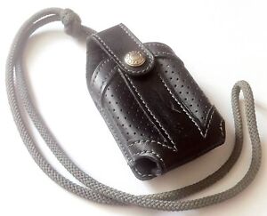 FRENCH FACONNABLE 1990s CELL-PHONE SPORTS CARRY CASE~BLACK LEATHER~MINT VINTAGE