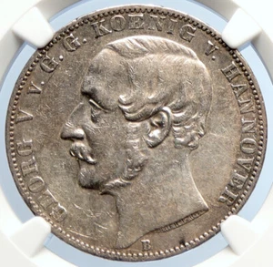1866 B HANNOVER German State KING GEORGE V Old Silver Thaler Coin NGC i105716 - Picture 1 of 5