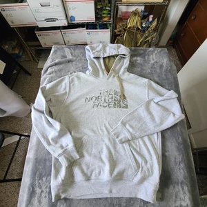 North Face Mrns Medium Pullover Hoodie Gray/ Green Outdoora Hiking - Picture 1 of 14